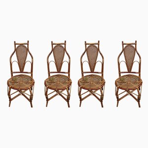 Bamboo Armchairs, 1950s, Set of 4