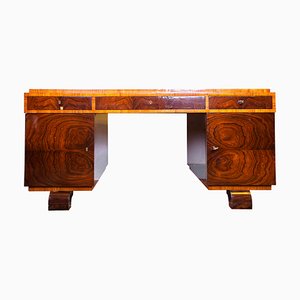 Art Deco Polish Rosewood Veneer Desk, 1930s