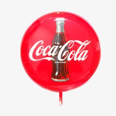 Insegna grande double face della Coca Cola smaltata, anni '60