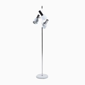 White-Polished Chromed Metal Floor Lamp from Koch & Lowy OMI, 1960s
