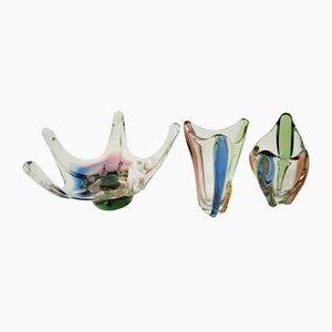 Mid-Century Glass Bowls by Frantisek Zemek for Mstisov Glass Factory, 1960s, Set of 3