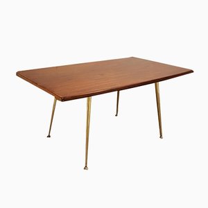 Mid-Century Couchtisch aus Teak & Messing, 1950er