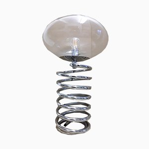 Chromed Metal Spiral Table Lamp by Ingo Maurer for M-Design, 1970s