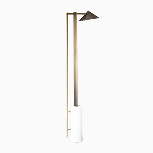 Brass, Marble, and Wedge Floor Lamp by Square In Circle