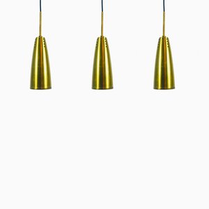 Mid-Century German Brass Pendant Lamps, 1950s, Set of 3