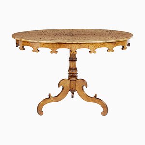 19th Century Swedish Burl Birch Oval Side Table