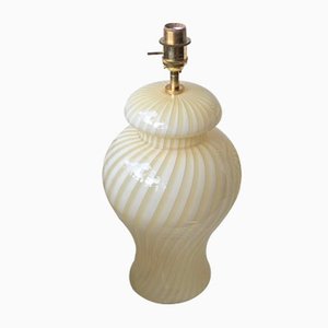 Gelbe Swirl Tischlampe aus Muranoglas von Venini, 1970er