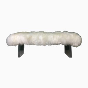 White Fluffy Sheepskin Bench by Area Design Ltd