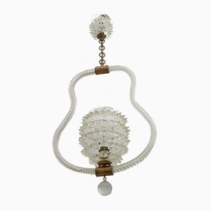 Murano Glass Ceiling Lamp by Ercole Barovier for Barovier & Toso, 1940s