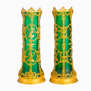 Antike Vasen aus Vergoldung & Glas, 2er Set