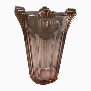 Vaso Art Deco in vetro rosa, anni '40