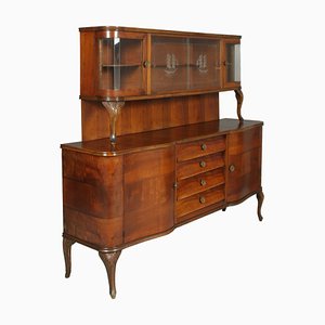 Carved Walnut and Burl Walnut Chippendale Sideboard from Testolini E Salviati, 1920s