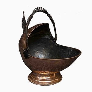 Antique Victorian Copper Helmet Coal Bucket