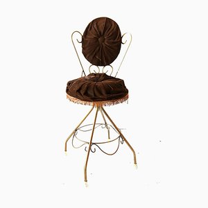 Chocolate Brown Velvet Vanity Chair, 1960s