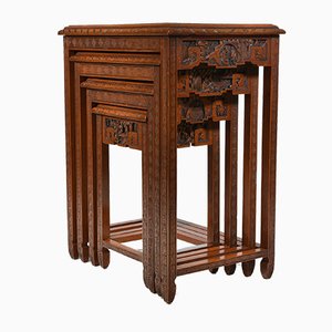 Chinese Carved Nesting Tables, 1950s