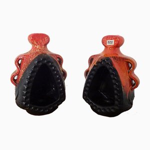 Candeleros de cerámica de Bay Keramik, años 70. Juego de 2