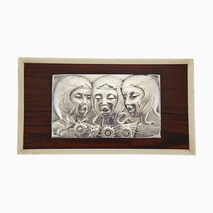 Mid-Century Singing Girls Wandtafel aus Sterlingsilber von Ottaviani, 1960er