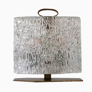 Lámpara de mesa italiana Mid-Century de cristal hielo, años 50