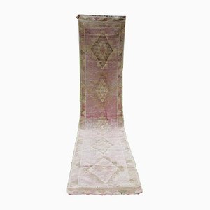 Tapis de Couloir Oushak en Laine Rose et Or Rose, années 70