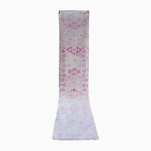 Tapis de Couloir Oushak en Laine Rose et Or Rose, années 70