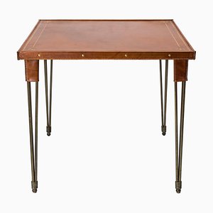 Leather Game Table by Jacques Adnet, 1950s
