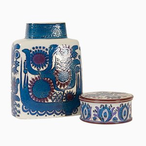 Mid-Century Porcelain Vase and Jar Set by Berte Jessen for Royal Copenhagen, Set of 2