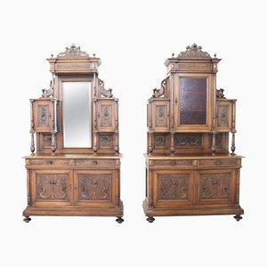 Antique Renaissance Style Walnut Sideboards, Set of 2