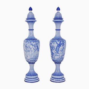 Anfore in maiolica blu di Santarelli, Italia, anni '50, set di 2