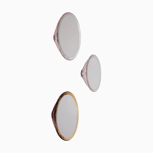 Saturn 155a LIght Pink & Amber Wall Mirrors by Andreas Berlin, Set of 3