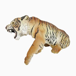 Escultura de tigre de porcelana de C Martinu, años 50