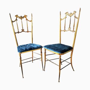 Chaises d'Appoint Mid-Century en Laiton de Chiavari, Italie, années 50, Set de 2