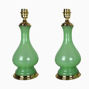 Mid-Century Opaline Murano Glass Table Lamps from Cenedese Vetri, Set of 2