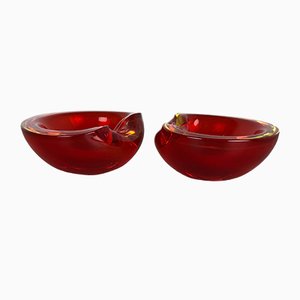 Mid-Century Murano Sommerso Glass Shell Bowls from Cenedese Vetri, Set of 2
