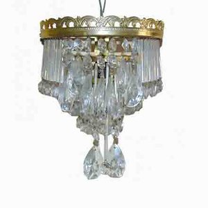 Vintage Brass, Glass, and Crystal Sconce, 1970s