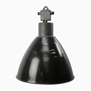 Mid-Century Industrial Black Enamel Pendant Lamp