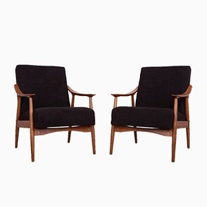 Fauteuils Tchécoslovaques Noirs, 1960s, Set de 2