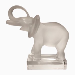 Fermacarte a forma di elefante vintage in cristallo di René Lalique