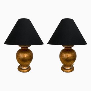 Gold Leaf Table Lamps, 1980s, Set of 2