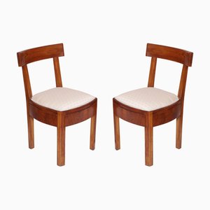 Set of Art Deco Italian Solid Walnut Side Chairs, 1920s