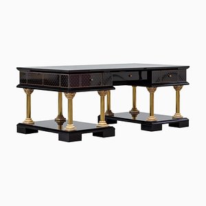 Postmoderner schwarzer Schreibtisch, 1980er