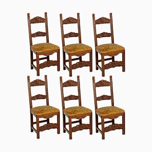 19th Century Renaissance Style Carved Walnut Dining Chairs, Set of 6