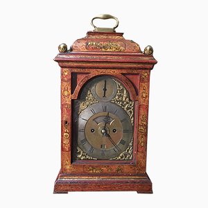 18th Century English Red Lacquer and Bronze Clock