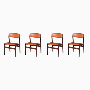 Chaises de Salle à Manger en Palissandre et Cuir de NOVA, Danemark, années 60, Set de 4