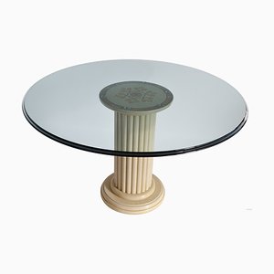 Table de Salle à Manger en Verre Cristal Transparent & Marbre Artlay par Cupioli