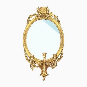 19th Century Gilt Wood and Gesso Oval Girandole Mirror