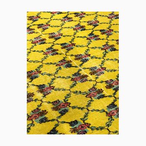 Tapis Floral Jaune Art Déco par Zeki Müren, Turquie, 1950s