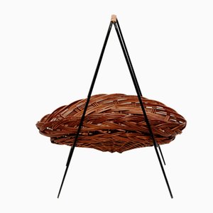 Französische Zeitungsablage aus Eisen & Rattan, 1960er
