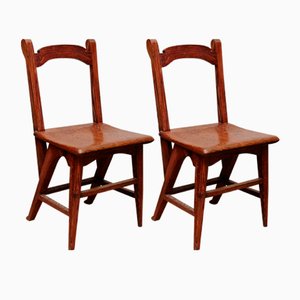 Wooden Catalan Side Chairs, 1920s, Set of 2
