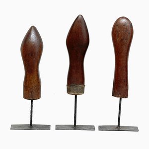Sculture in legno e metallo, anni '50, set di 3