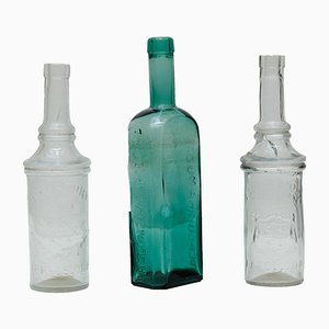 Bottiglie da farmacia in vetro, anni '20, set di 3